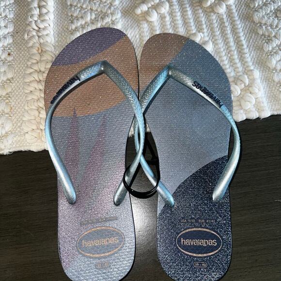 HAVAIANAS Slim Palette Glow Flip Flop in Ashley Blue - Picture 4 of 5
